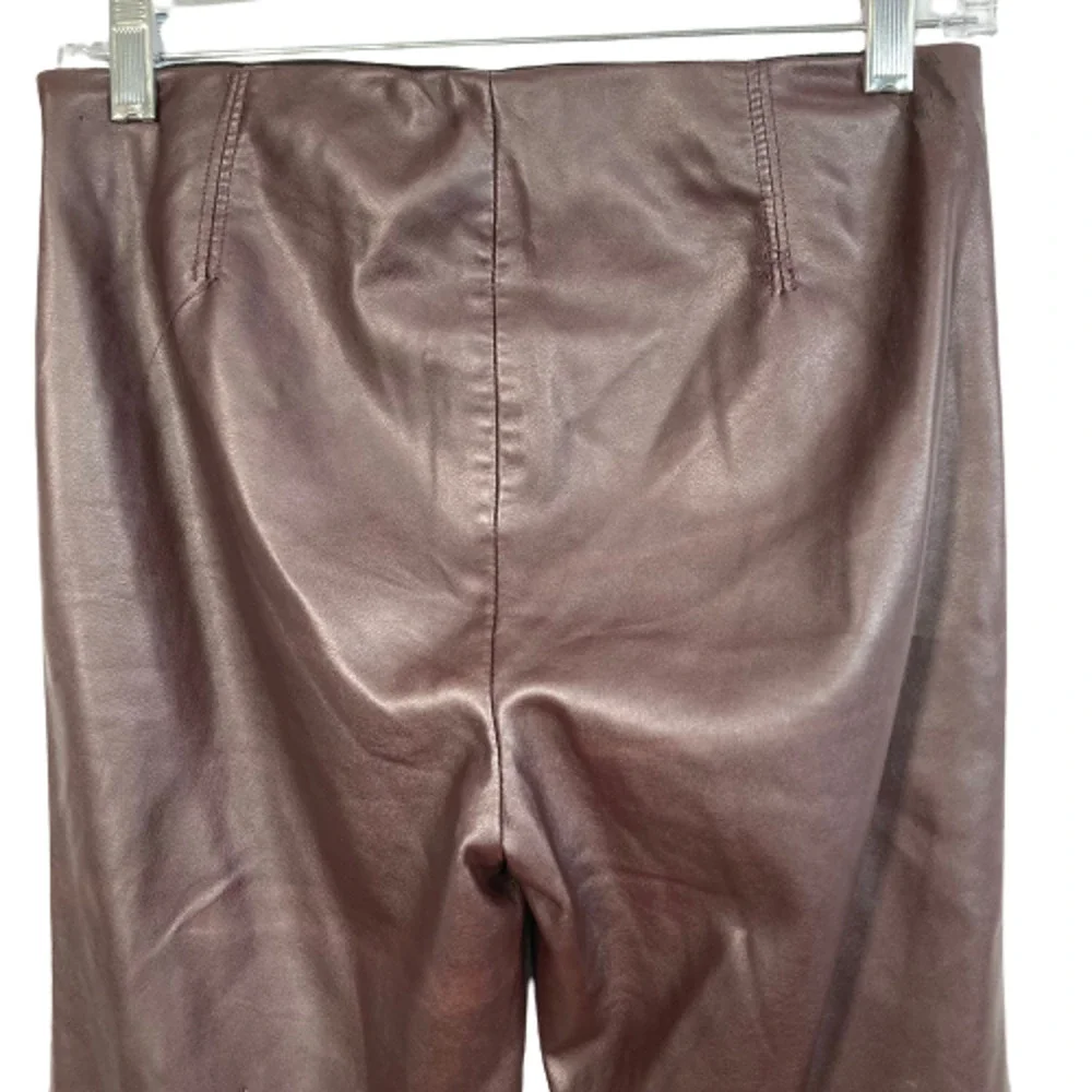 Free People Pants Womens Sz 2 Brown Vegan‎ Leather Skinny Zip Ankle Moto